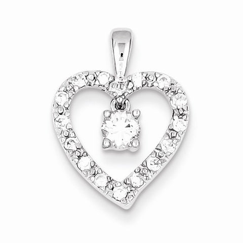 Sterling Silver Circles CZ Heart Pendant, Pendants for Necklace