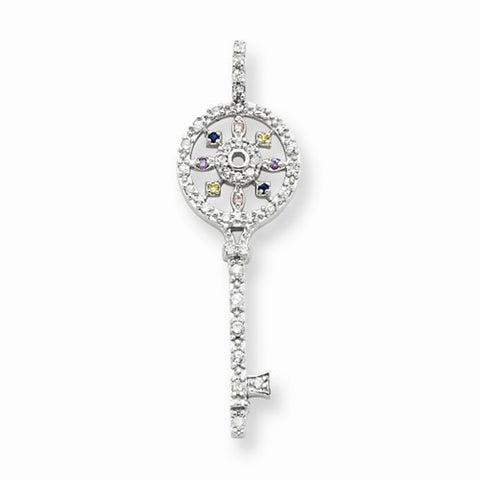 Sterling Silver Multi-CZ Key Pendant, Pendants for Necklace