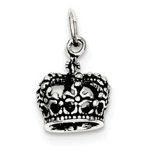 Sterling Silver Antiqued Crown Charm hide-image