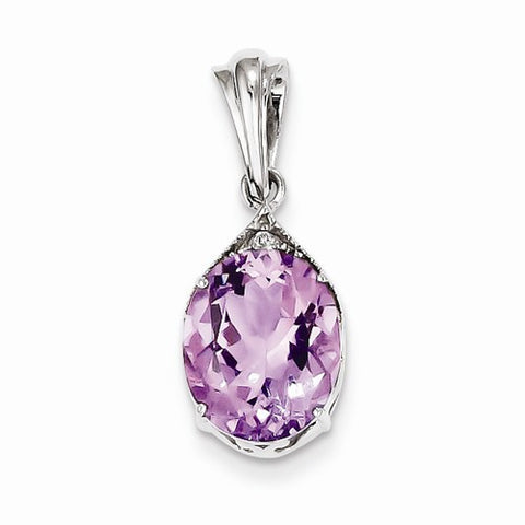 Sterling Silver with Amethyst and White Topaz Oval pendant, Beautiful Pendants for Necklace