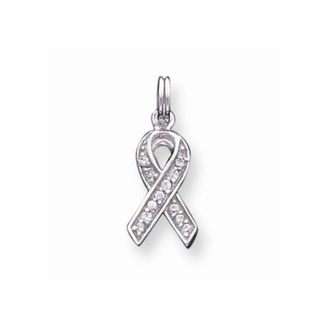 Sterling Silver CZ Awareness Ribbon Pendant, Pendants for Necklace