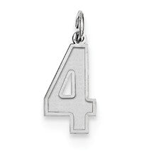 Sterling Silver Medium Satin Number 4 Charm hide-image