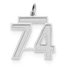 Sterling Silver Medium Satin Number 74 Charm hide-image