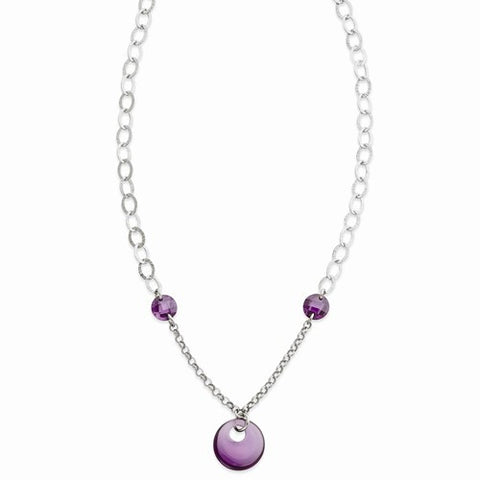 Sterling Silver Purple CZ Fancy Necklace