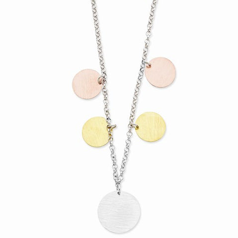 Sterling Silver & Rhodium Cirlce Disc Necklace