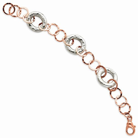 Sterling Silver Two-Toned Circle Linked Bracelet