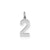 Small Satin Number 2 Charm in Sterling Silver