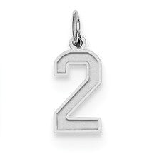 Sterling Silver Small Satin Number 2 Charm hide-image