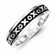 Sterling Silver Antiqued X & O Ring