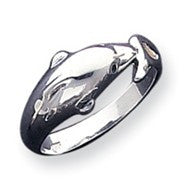 Sterling Silver Solid Dolphin Ring