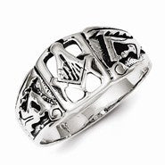 Sterling Silver Antiqued Masonic Ring