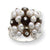 Sterling Silver White Cultured Pearl/Smokey Quartz & CZ Ring