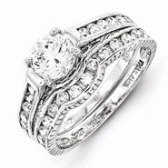 Sterling Silver 2-Piece CZ Wedding Set Ring