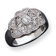 Sterling Silver CZ Antique Style Ring