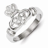 Sterling Silver CZ Claddagh Ring