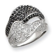 Sterling Silver Black & White CZ Ring