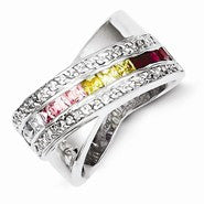 Sterling Silver Multicolored CZ Ring