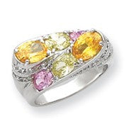 Sterling Silver Multicolored CZ Ring