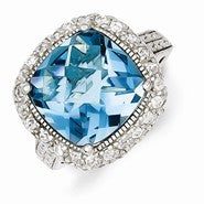 Sterling Silver Blue CZ Ring