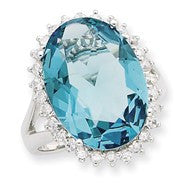 Sterling Silver Blue CZ Ring