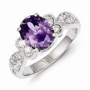 Sterling Silver Purple and Clear CZ Ring