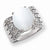 Sterling Silver White Cat's Eye & CZ Ring