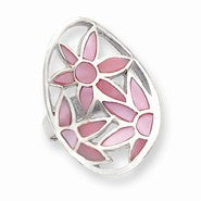 Sterling Silver Pink Mother of Pearl Flower Ring