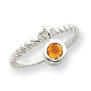 Sterling Silver Citrine Twisted Dangle Ring