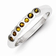 Sterling Silver Citrine Color CZ Ring