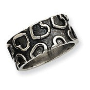 Sterling Silver Antiqued Heart Band Ring