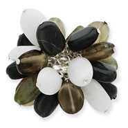 Sterling Silver Smoky Quartz/White /Green Agate Ring