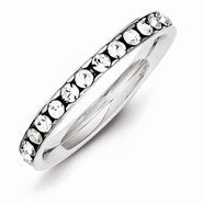 Sterling Silver Crystal Eternity Wedding Band