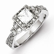 Sterling Silver Square CZ Ring