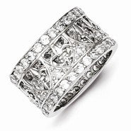 Sterling Silver CZ Fleur-de-lis Wedding Band