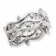 Sterling Silver CZ Wavy Wedding Band