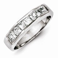 Sterling Silver CZ Wedding Band