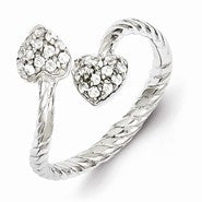 Sterling Silver CZ Double Hearts Ring