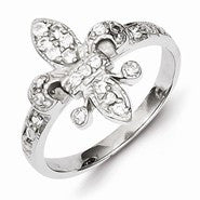 Sterling Silver CZ Fleur-de-lis Ring