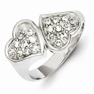 Sterling Silver CZ Double Heart Ring