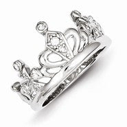 Sterling Silver CZ Crown Ring