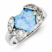 Sterling Silver Opal & CZ Ring