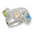 Sterling Silver Blue, Champagne & Light Green CZ Ring