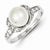 Sterling Silver Imitation Pearl and CZ Ring