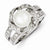 Sterling Silver Imitation Pearl and CZ Ring