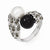 Sterling Silver Marcasite Black and White Cultured Pearl Ring