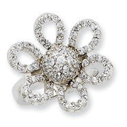 Sterling Silver Floral CZ Ring