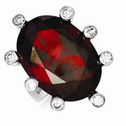 Sterling Silver Red & Clear CZ Ring