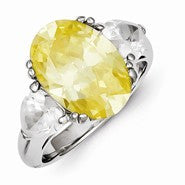 Sterling Silver Light Yellow & Clear CZ Ring