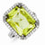 Sterling Silver Rectangle Clear & Lt. Green CZ Ring