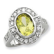 Sterling Silver Light Yellow Oval CZ Ring